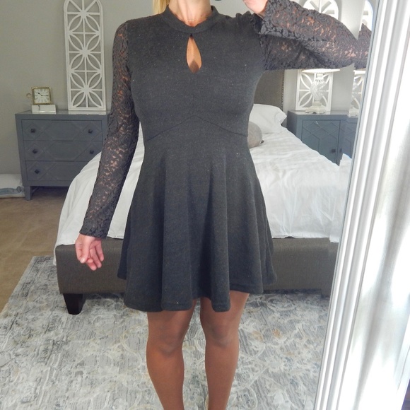 Angie Dresses & Skirts - Angie Grey Sweater Skater Dress NWT